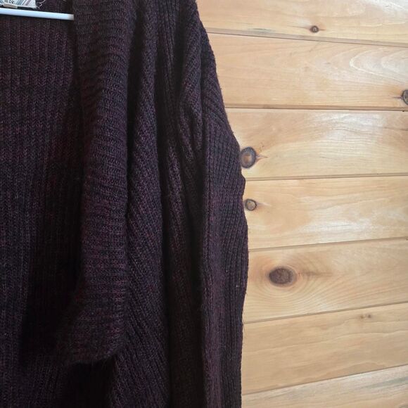 Womens Pink Rose Purple Chunky Asymmetrical Cozy Knit Open From Cardigan Sweater - Picture 2 of 6